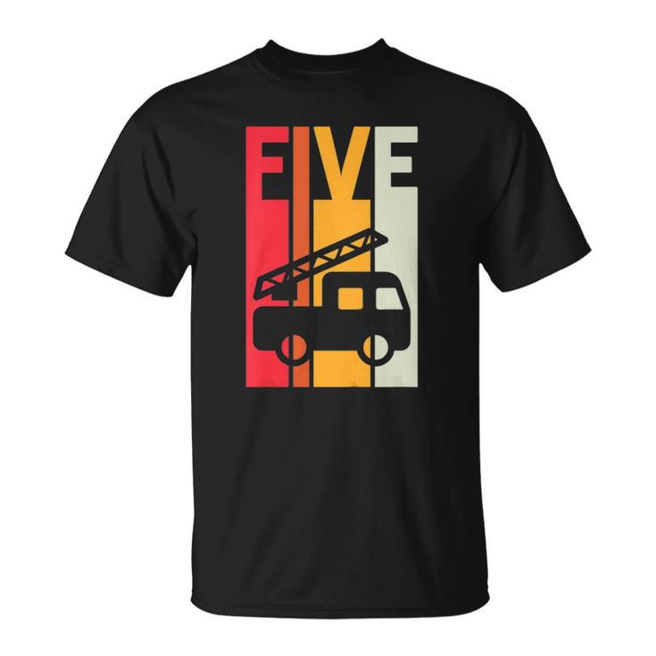 Kids Fire Truck 5Th Birthday Boys Firefighter Fireman 5 Years Unisex T-Shirt
