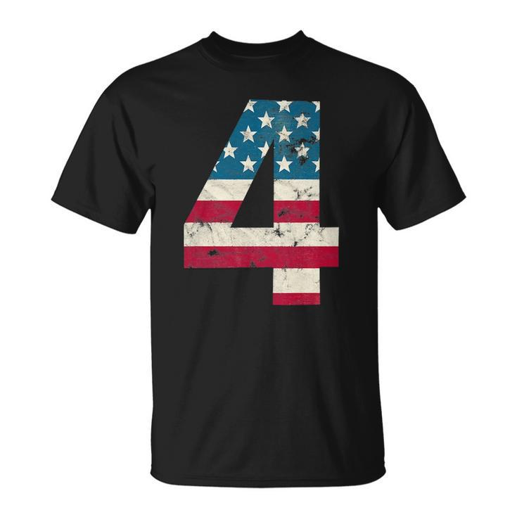 Kids Kids 4Th Birthday American Flag 4Th Of July Unisex T-Shirt