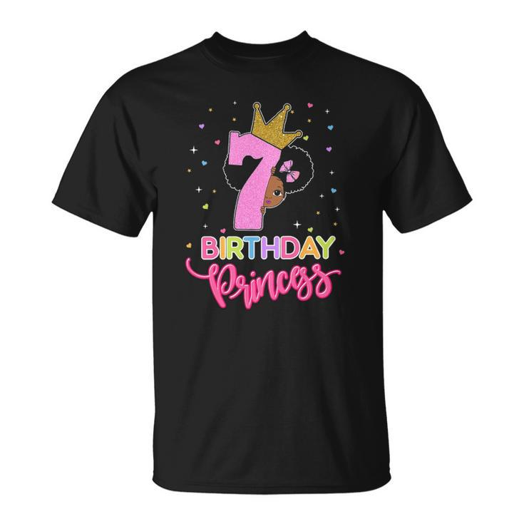 Kids Princess 7Th Birthday Outfit African American Toddler Girl Unisex T-Shirt