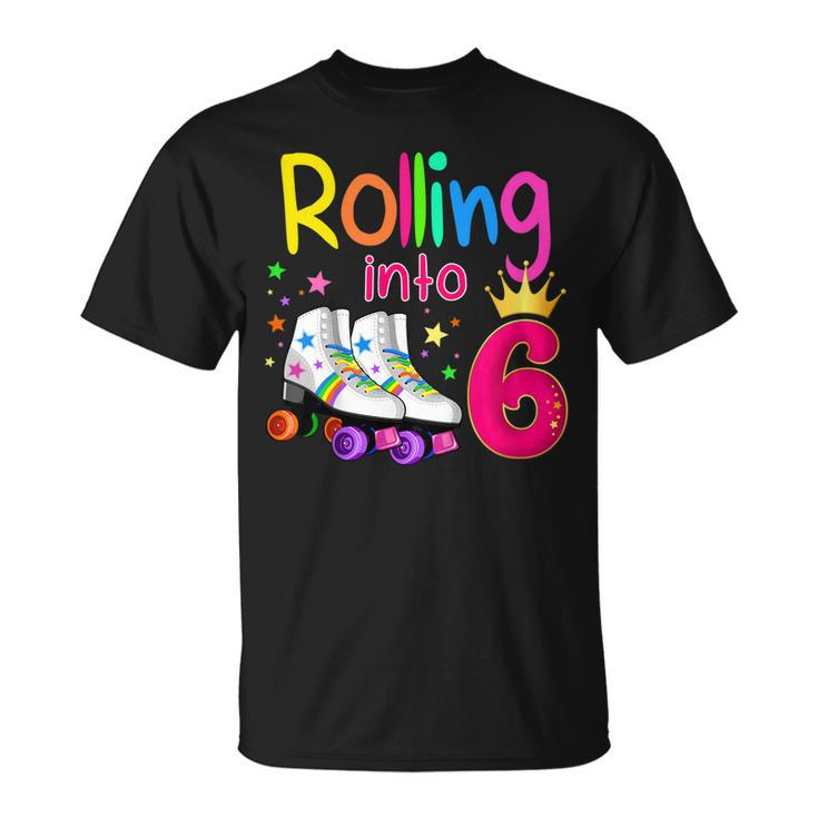 Kids Rolling Into 6 Roller Skater 6Th Birthday 6 Years Old B-Day  Unisex T-Shirt