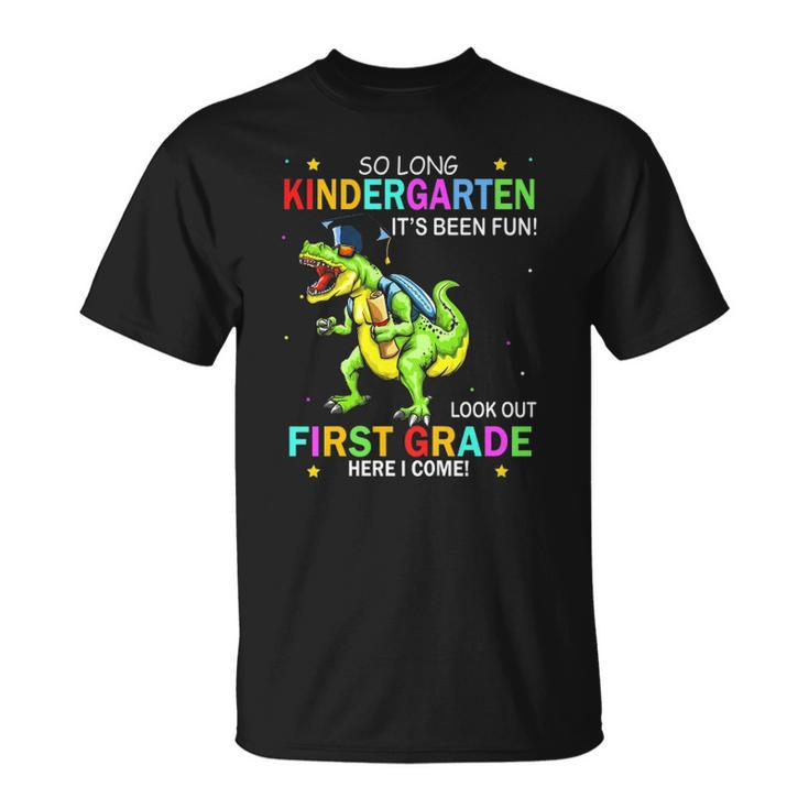Kids So Long Kindergarten Graduation Class 2022 Dinosaur Kids Unisex T-Shirt