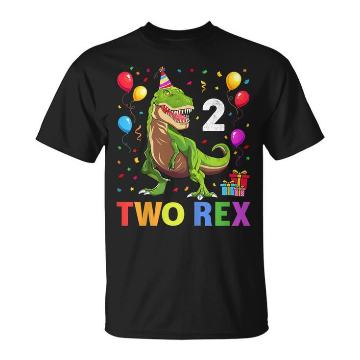 Kids Two Rex 2Nd Birthday Gift Second Dinosaur 2 Year Old  Unisex T-Shirt