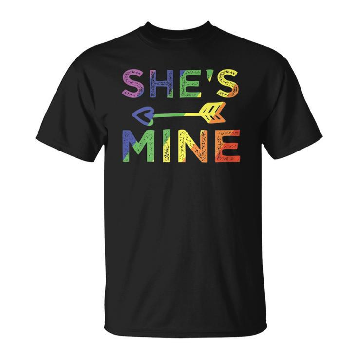 Lesbian Couple Shes Mine Im Hers Matching Lgbt Pride  Unisex T-Shirt