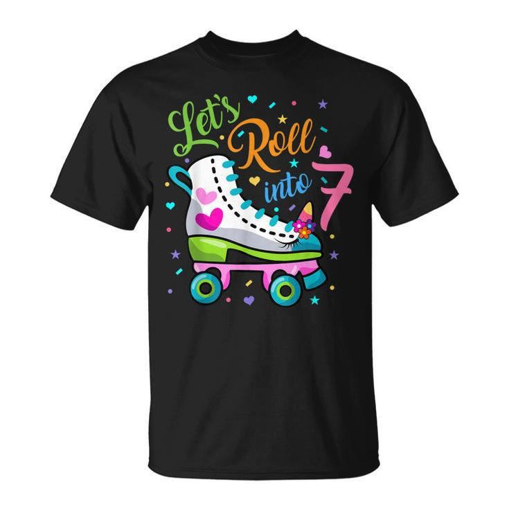 Lets Rolling Into 7 Years Old 7Th Birthday Skating Unicorn  Unisex T-Shirt