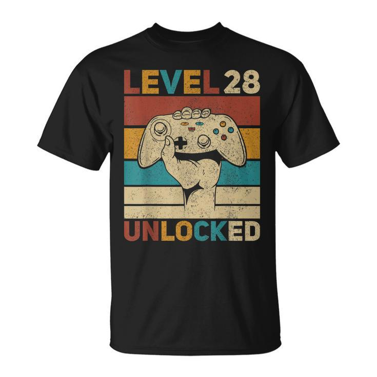 Level 28 Unlocked 28Th Birthday 28 Years Old Gamer Women Men  Unisex T-Shirt