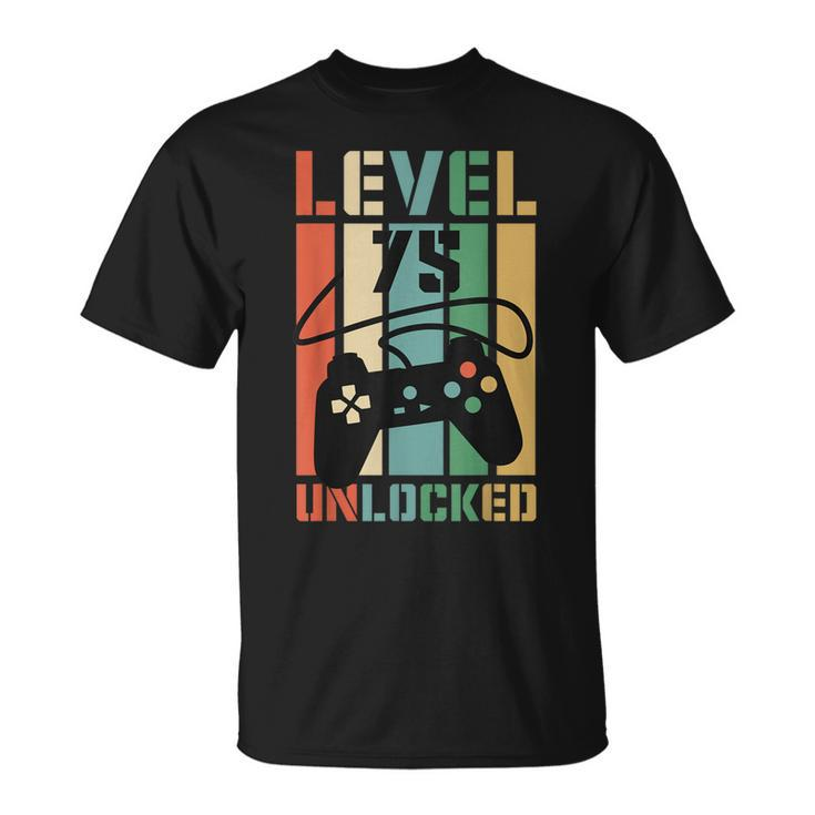 Level 75 Unlocked Funny Video Game 75Th Birthday Gamer Party  Unisex T-Shirt