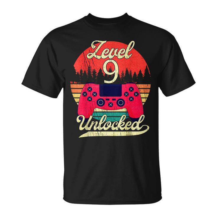 Level 9 Unlocked Boys Girls Bday Video Gamer 9Th Birthday  Unisex T-Shirt