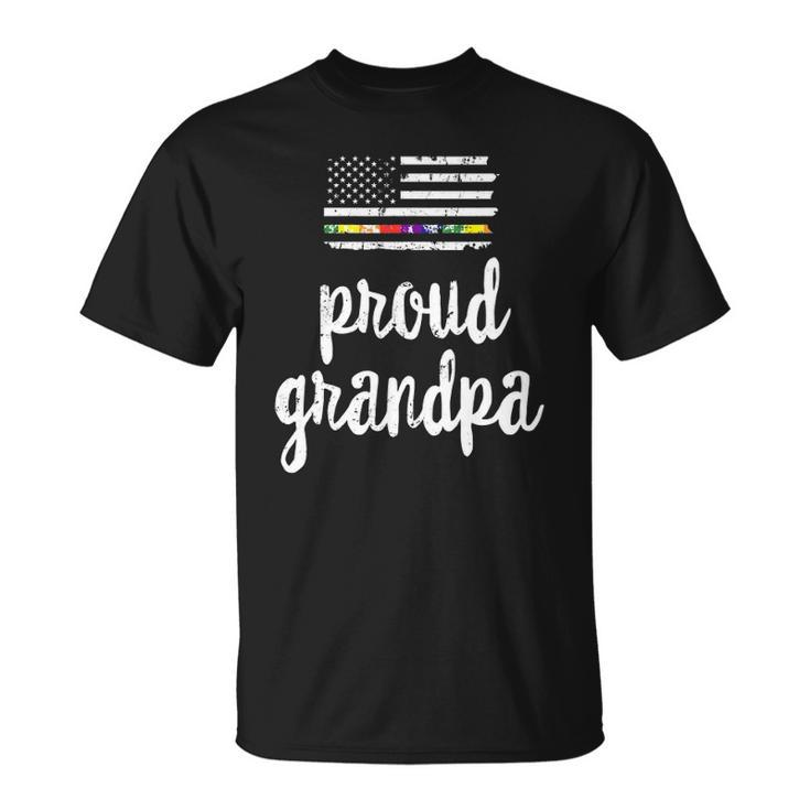 Lgbt Pride American Flag Proud Grandpa 4Th Of July T-shirt
