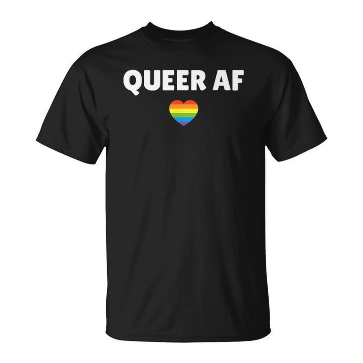 Lgbt Pride - Queer Af Rainbow Flag Heart Unisex T-Shirt