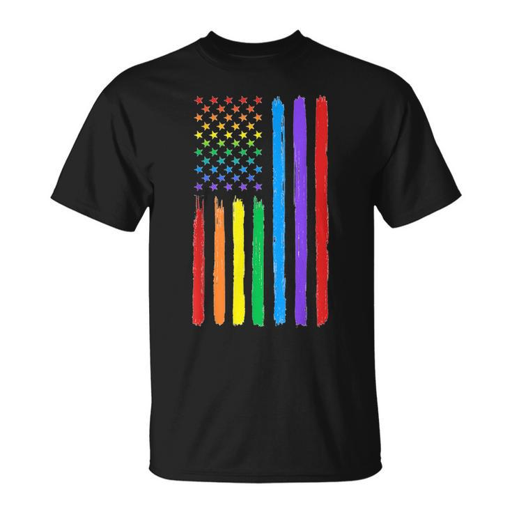 Lgbtq American Flag Pride Rainbow Gay Lesbian Bi Transgender  Unisex T-Shirt