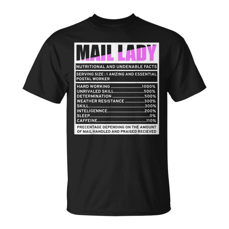 Mail Lady Nutritional Fact Parcel Carrier Outfit T-shirt