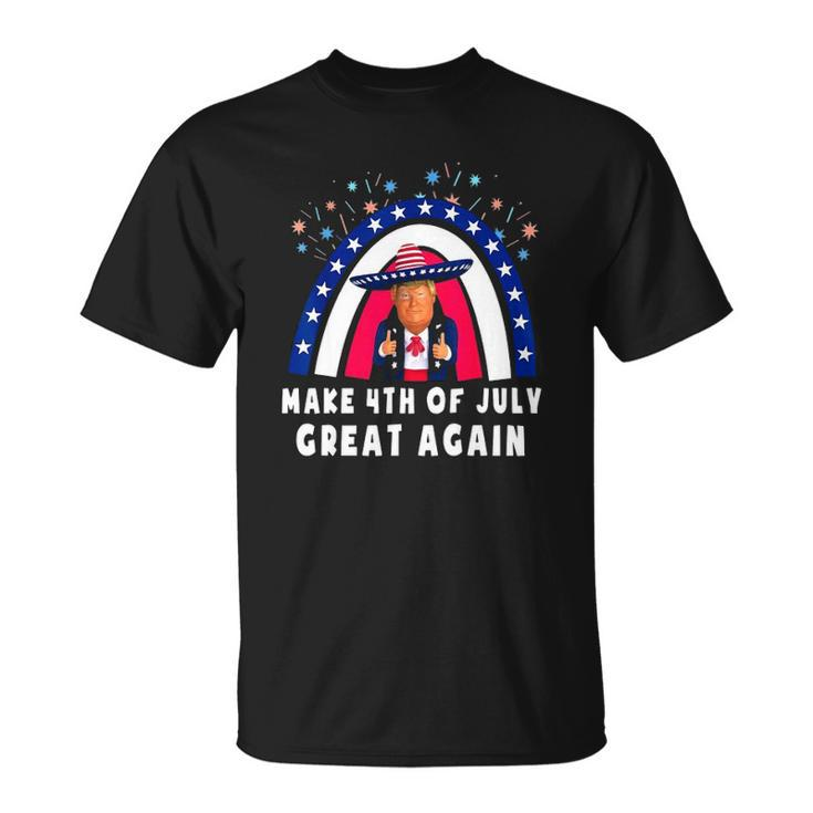 Make 4Th Of July Great Again Trump Rainbow Usa Flag Unisex T-Shirt