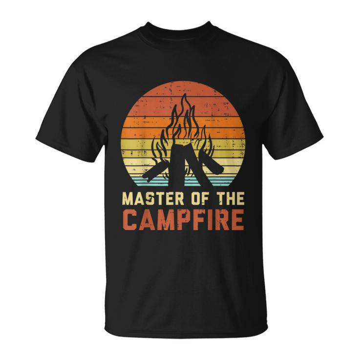 Master Of The Campfire Sunset Retro Bonfire Camping Camper  Unisex T-Shirt