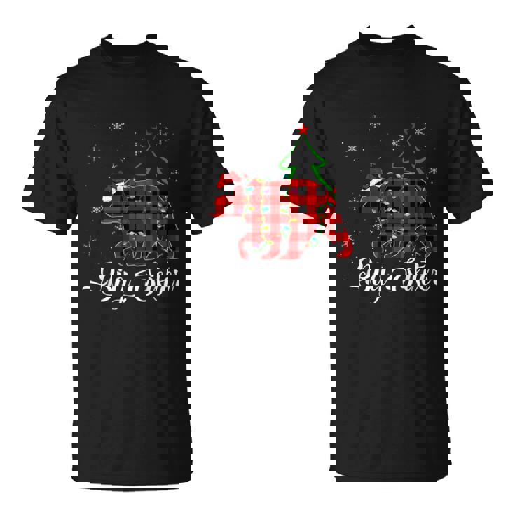 Matching Buffalo Plaid Christmas Bigsister Bear Pajama Unisex T-Shirt