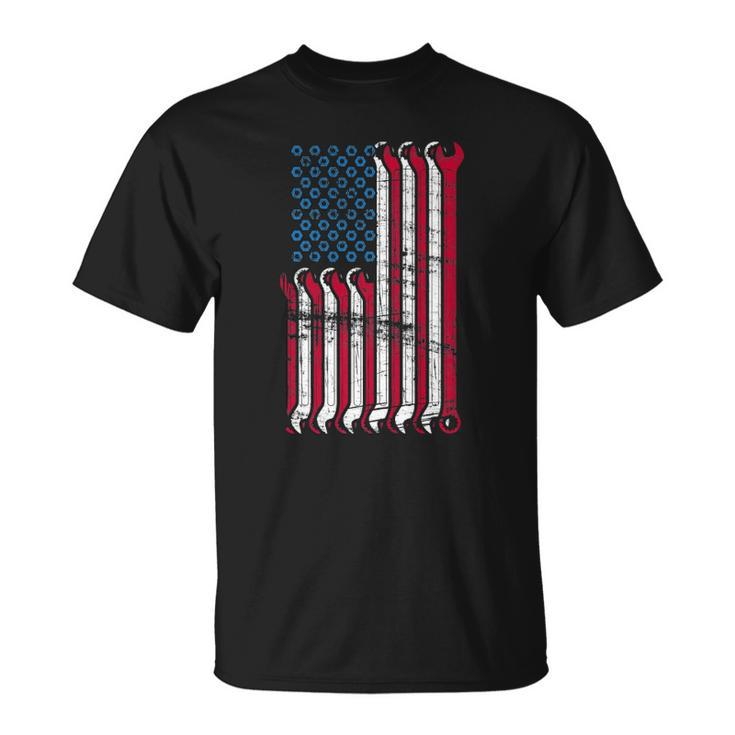 Mechanic American Flag Combination Wrenches Gift Unisex T-Shirt