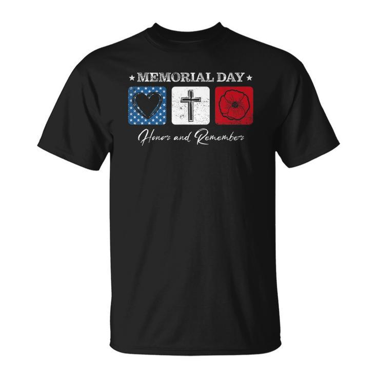 Memorial Day 2022 Veterans Day Usa Flag Red Poppy Honor Unisex T-Shirt