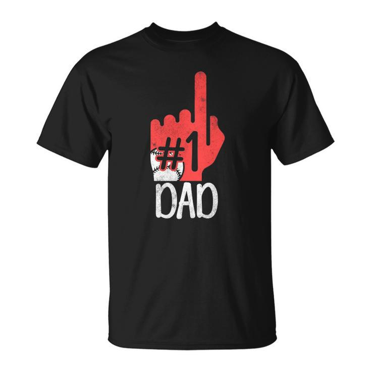 Mens 1 Dad Baseball Player Vintage Baseball Daddy Unisex T-Shirt