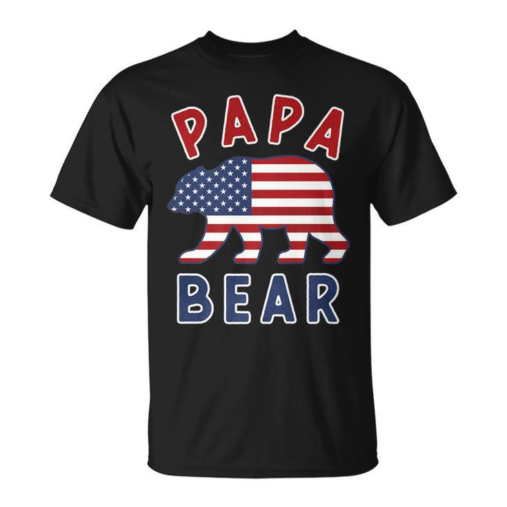 Mens American Flag Papa Bear 4Th Of July Usa Patriotic Dad  V2 Unisex T-Shirt
