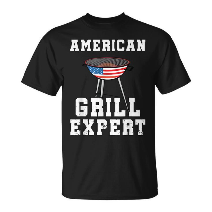 Mens American Grill Expert Dad Fathers Day Bbq 4Th Of July  Unisex T-Shirt
