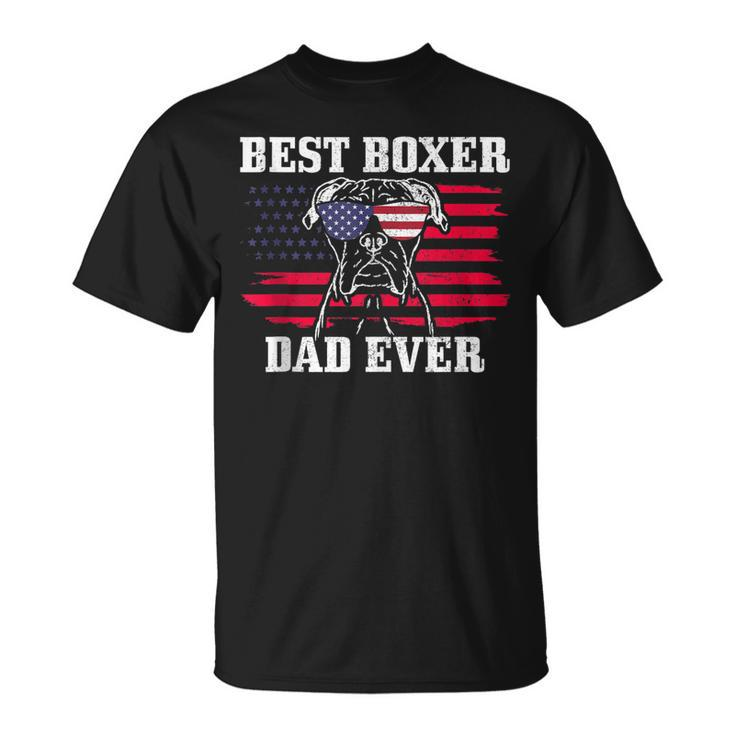 Mens Best Boxer Dad Ever Dog Patriotic 4Th Of July American Flag V2 Unisex T-Shirt