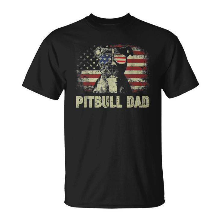Mens Best Pitbull Dad Ever  American Flag 4Th Of July V2 Unisex T-Shirt