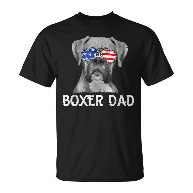 Mens Boxer Dad American Flag Patriotic Dog Lover 4Th Of July  Unisex T-Shirt