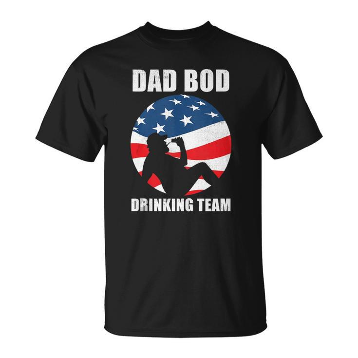 Mens Dad Bod Drinking Team American Us Flag Vintage Fathers Day  Unisex T-Shirt