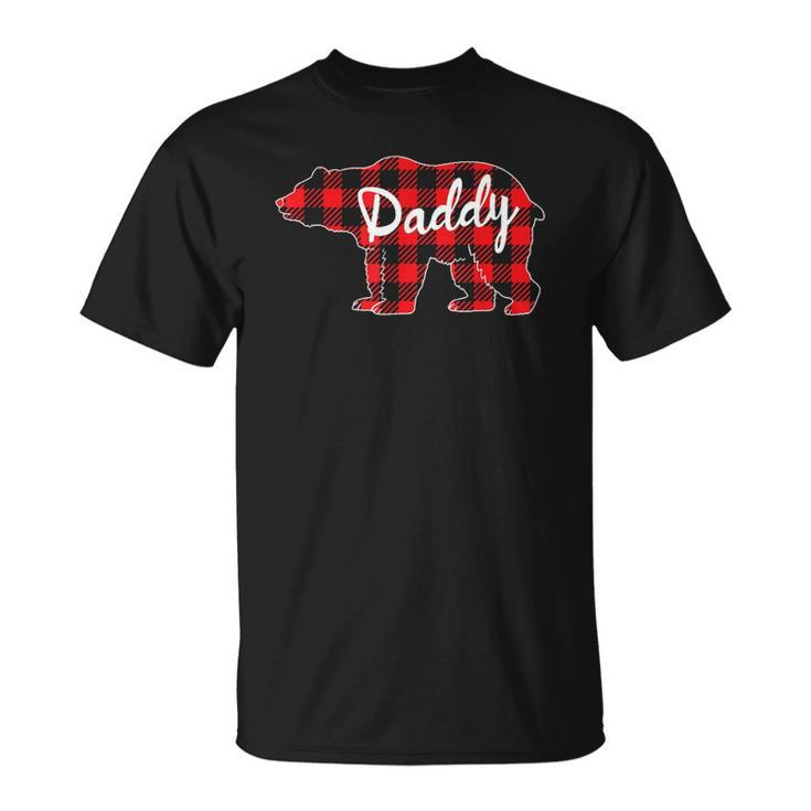 Mens Daddy Bear Buffalo Plaid Family Matching Fathers Day Unisex T-Shirt