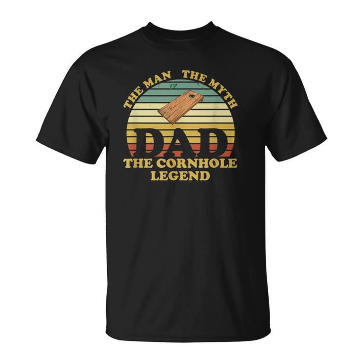 Mens Fathers Day Funny Vintage Dad Man Myth Cornhole Legend Unisex T-Shirt