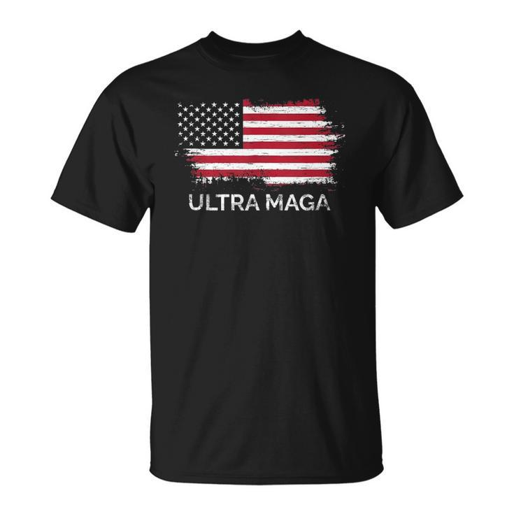 Mens Funny Ultra Maga Proud Ultra Maga Eagle 2022 Humor Us Flag Unisex T-Shirt