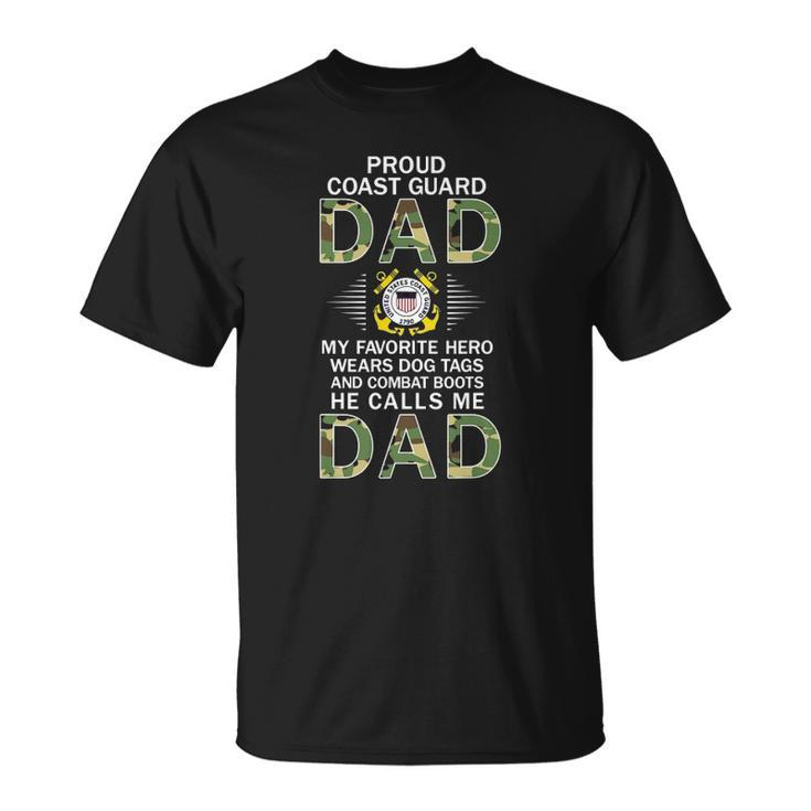 Mens My Favorite Hero Wears Combat Boots Proud Coast Guard Dad Unisex T-Shirt