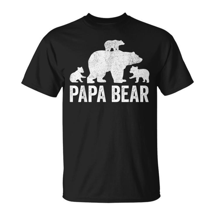 Mens Papa Bear Fathers Day Grandad  Fun 3 Cub Kid Grandpa  Unisex T-Shirt