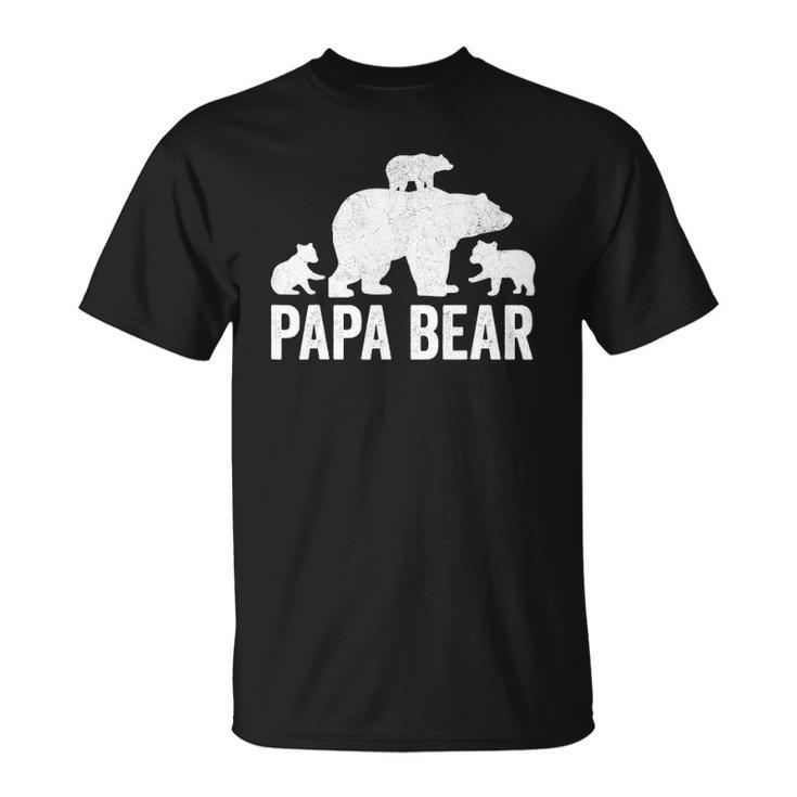Mens Papa Bear Fathers Day Grandad S Fun 3 Cub Kid Grandpa Unisex T-Shirt