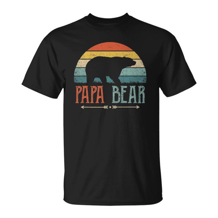 Mens Papa Bear Vintage Daddy Fathers Day Retro Dad Unisex T-Shirt