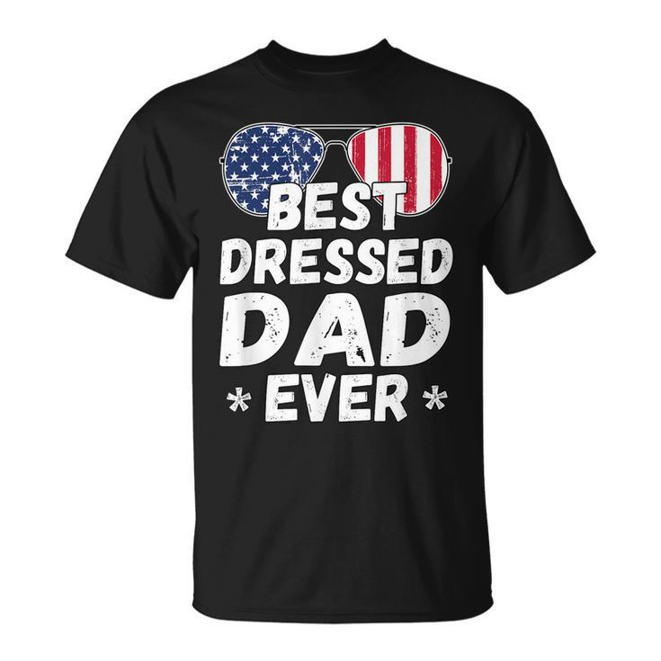 Mens Patriotic Dad  - Best Dad Ever 4Th Of July American Flag  Unisex T-Shirt
