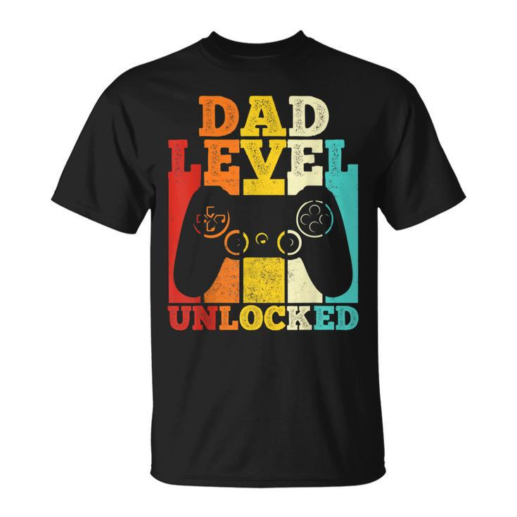 Mens Pregnancy Announcement Dad Level Unlocked Soon To Be Father  V2 Unisex T-Shirt