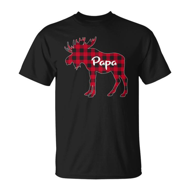 Mens Red Plaid Papa Moose Xmas Red Buffalo Family Pajama Unisex T-Shirt