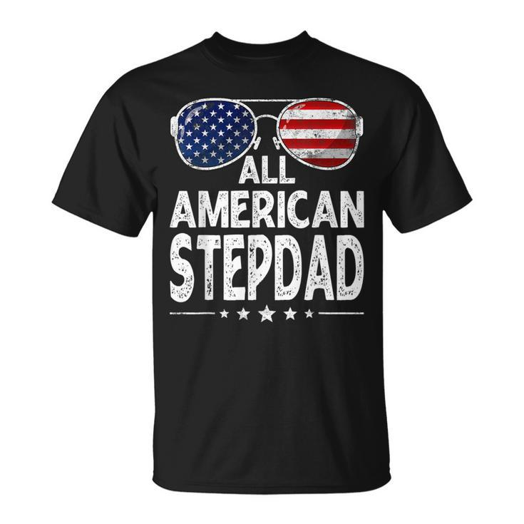 Mens Retro Fathers Day Family All American Stepdad 4Th Of July  Unisex T-Shirt