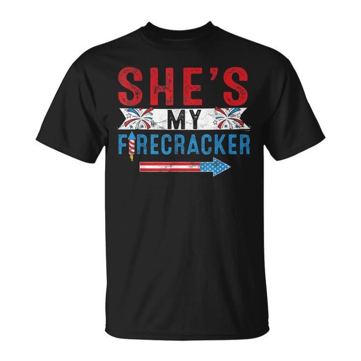 Mens Shes My Firecracker Funny 4Th July Matching Couples For Him  Unisex T-Shirt