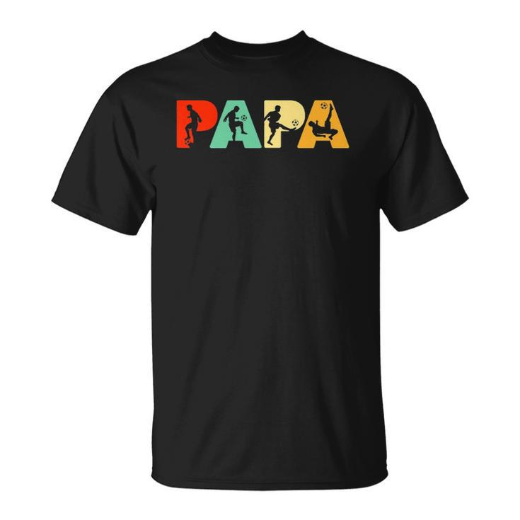 Mens Soccer Dad Retro Papa Soccer Fathers Gift Unisex T-Shirt