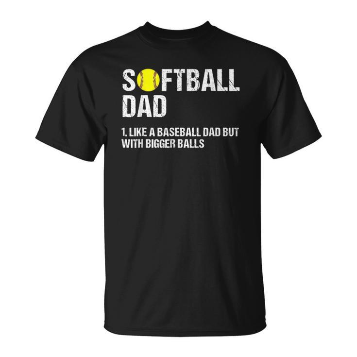 Mens Softball Dad Just Like A Baseball Dad But With Bigger Balls Unisex T-Shirt