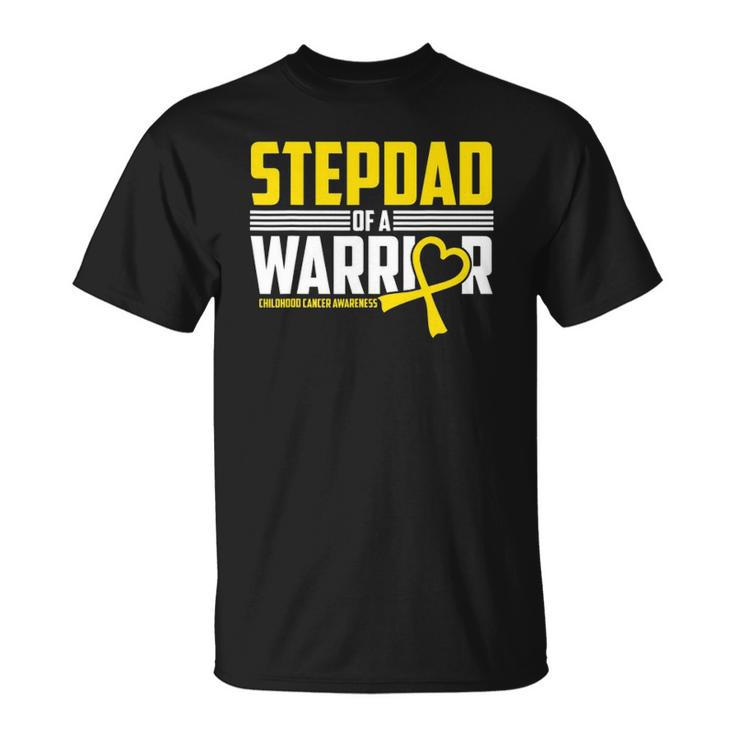 Mens Stepdad Childhood Cancer Awareness Survivor Ribbon Warrior Unisex T-Shirt