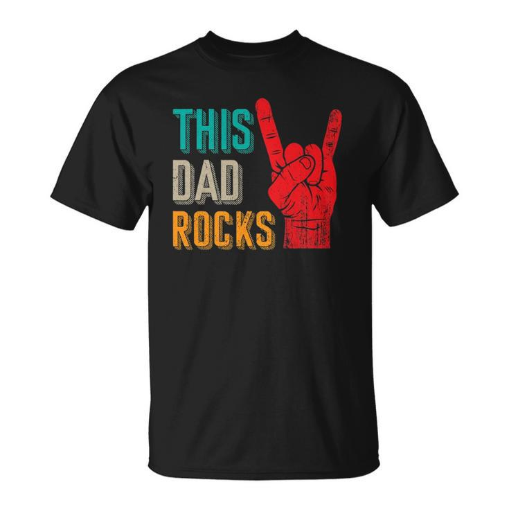 Mens This Dad Rocks Desi For Cool Father Rock And Roll Music Unisex T-Shirt