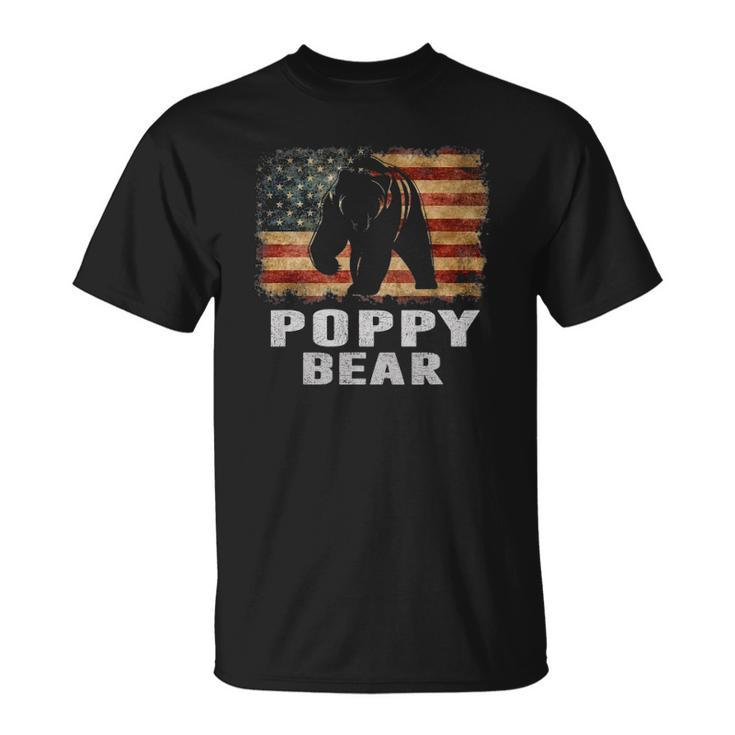 Mens Vintage Poppy Bear Poppy Fathers Day Dad Gift Unisex T-Shirt