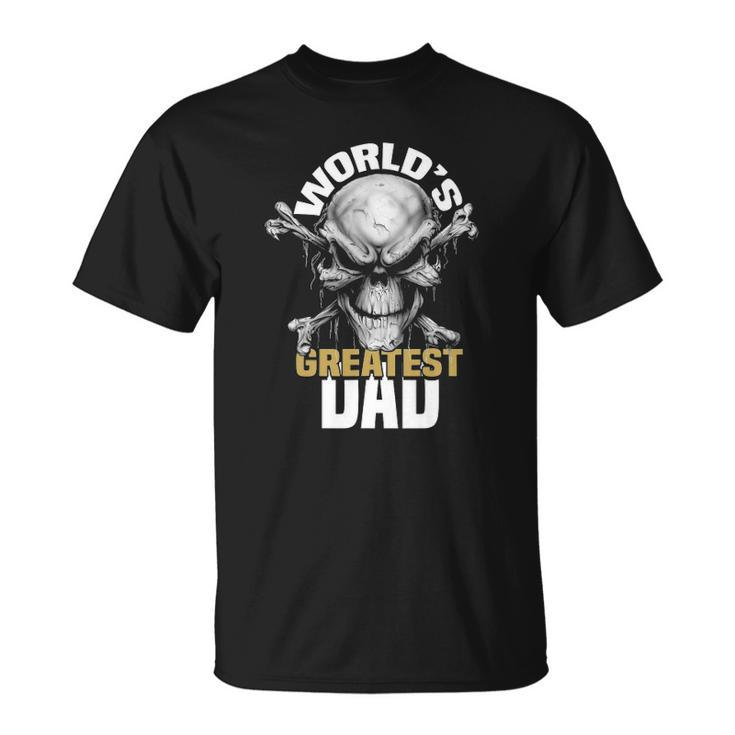 Mens Worlds Greatest Dad Skull Unisex T-Shirt