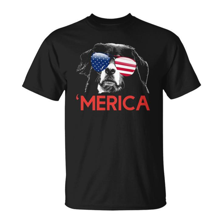 Merica Bernese Mountain Dog American Flag 4Th Of July Unisex T-Shirt