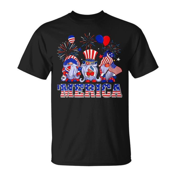 Merica Gnomes Happy 4Th Of July Us Flag Independence Day  Unisex T-Shirt