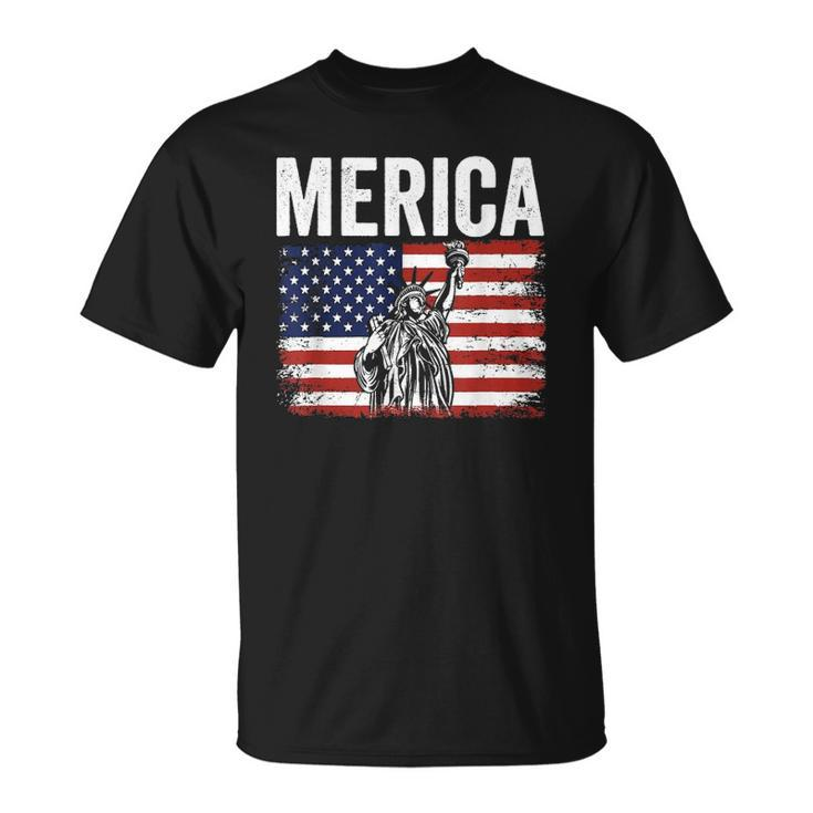 Merica Patriotic Apparel Statue Of Liberty American Flag Unisex T-Shirt