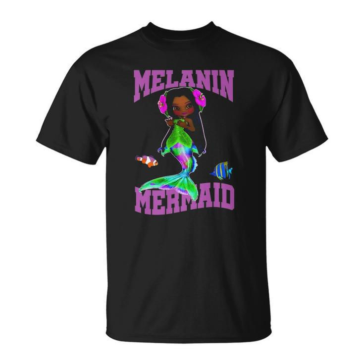 Mermaid Melanin Poppin African American Girl Unisex T-Shirt