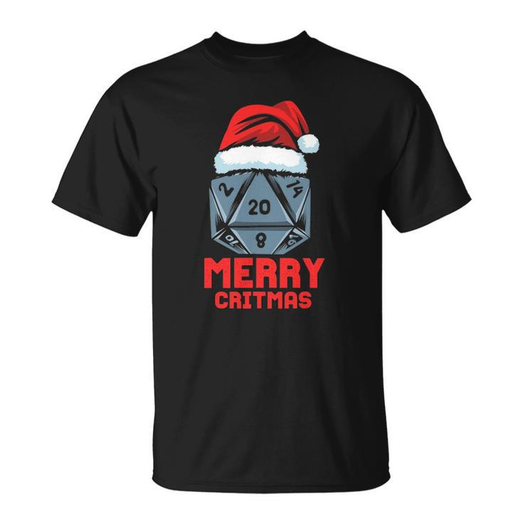 Merry Critmas D20 Tabletop Rpg Gamer - Funny Christmas Unisex T-Shirt
